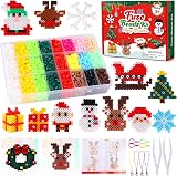 Pllieay Christmas Fuse Beads Kit 4300PCS 24 Colours 5MM Iron Beads w/ Pegboards