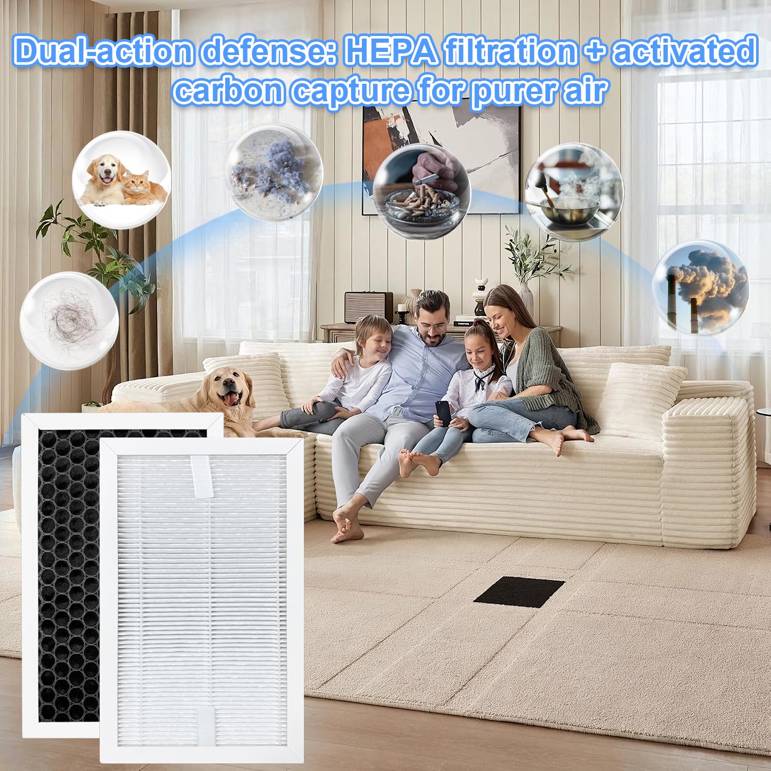 2er-Pack Luftentfeuchterfilter Kompatibel mit Bosch Dry Series Luftentfeuchtern 1000, 2000, 4000, 2-in-1-Luftreinigung 6
