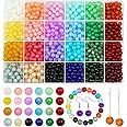 JHYlilia 1680 Pcs 6mm Glass Beads, 24 Colors Crystal Gemstone Beads for Jewelry Making, Round DIY Craft Beads for Necklace Bracelet Phone Lanyard Decor