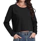 Auriviz Cropped Sweatshirts for Women Oversized Crewneck Sweaters Long Sleeve Tops Fall Winter Pullover Workout Shirts