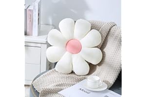 SHINUOER Flower Throw Pillow Soft White 15.7" Daisy Pillow Aesthetic Pillows Cute Flower Plush Floor Pillows Seating Cushion for Couch Sofa Bed