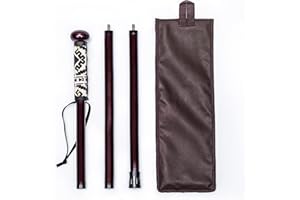 FOREST PILOT 3pc Detachable Hardwood Walking Stick for Hiking with Compass 48 Inches - Soft Hand Strap - Rubber Tip Cover