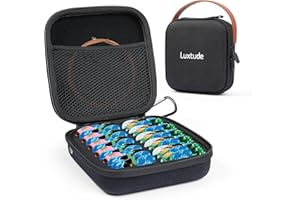 Luxtude Guitar Pick Holder Case for Fender, for ChromaCast, for D'Addario, for JIM DUNLOP, for Bolopick, Guitar Accessory Storage Organizer, Fits 66 Picks, Case Only