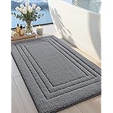 DEXI Bath Mats Bathroom Rug, 32x20 Non Slip Bathroom Rugs Washable, Absorbent Bathmat Quick Dry for Shower Floor Sink, Dark Grey
