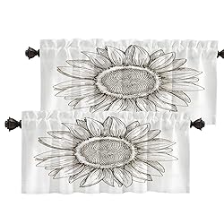 Batmerry White Black Sketch Sunflower Valance