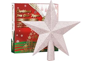 URATOT Mini Glittered Christmas Star Tree Topper Christmas Decorative Holiday Treetop Shatterproof Star Ornament for Holiday Christmas Tree Decoration