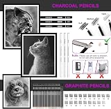 HIFORNY 70 Pcs Drawing Set Sketch Kit with 3-Color Sketchbook and Pencils view 5