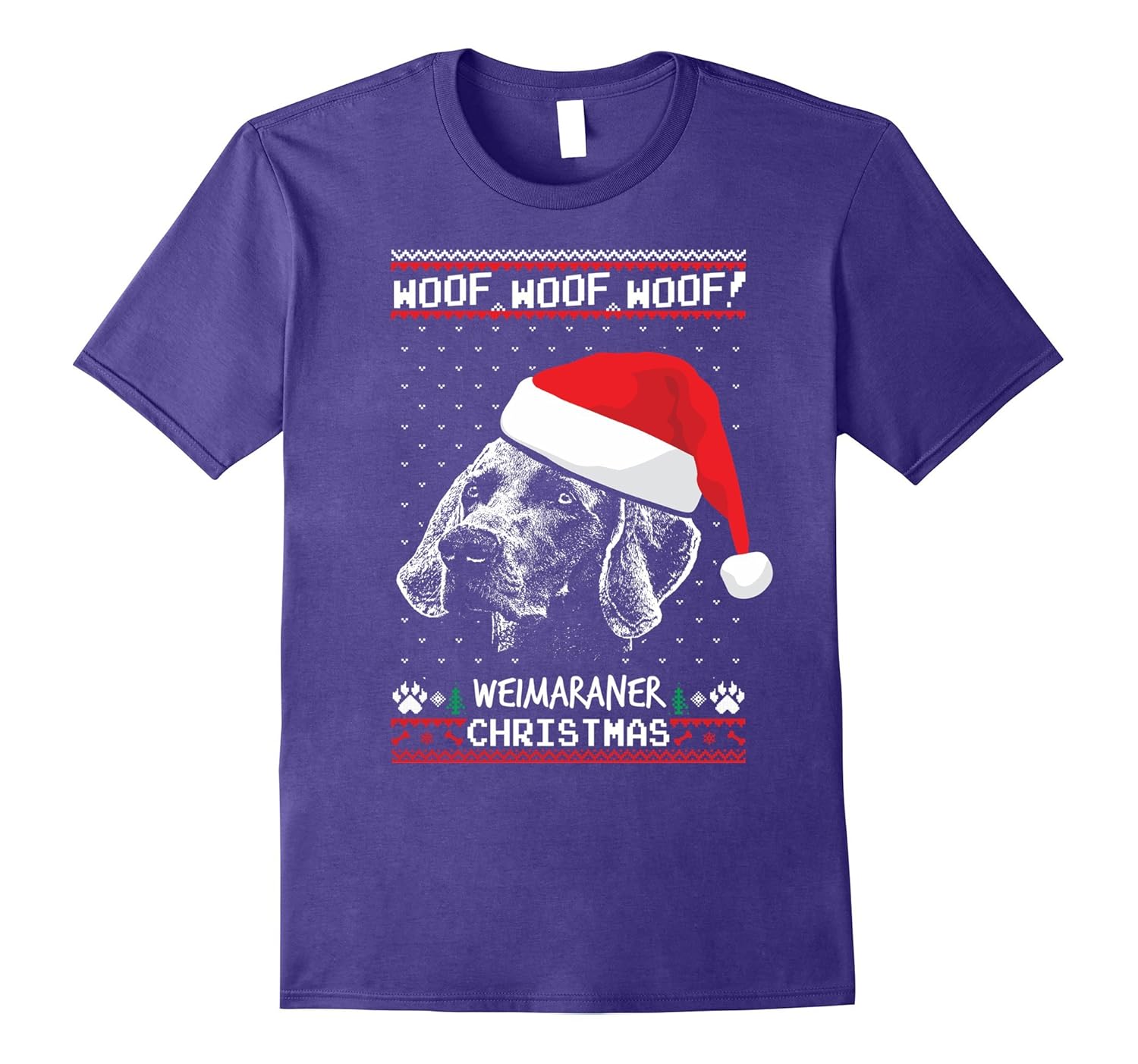 Woof Weimaraner Christmas Shirt Funny Xmas Gift-Rose