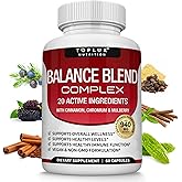 Premium Natural Balance Blend Complex Supplement - Natural 20 Herbs and Vitamins with Cinnamon Non-GMO Vegan, for Men Women, 60 Capsules