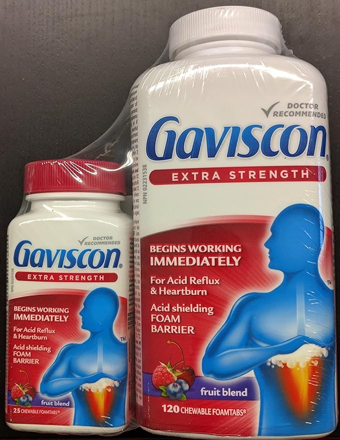 Gaviscon Extra Strength 120 chewable tabs + Bonus 25 Tablet