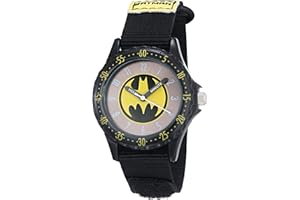 DC COMICS Accutime Kids Batman Analog Quartz Time Teacher Watch with Logo Face & Black Canvas Strap for Boys, Girls & Adults All Ages (Model: BAT5038)