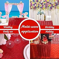 FYLEDAEE Red Sequin Tablecloth Rectangular 50X80