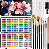 ARTISTRO 168 Watercolor Paint Set with 6 brushes Metal Case Portable