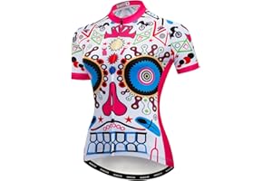JPOJPO Women Cycling Short Sleeve Jersey Bike Bicycle Clothing Flowers Jacket with Big Reflective Tape
