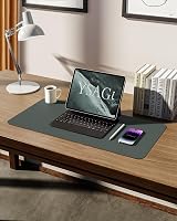 YSAGi Leather Desk Mat Large 60x35 cm Non-Slip Waterproof Dark Green view 5