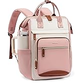LOVEVOOK Laptop Backpack for Women Work Bag with Large Capacity Cup Side Pocket, 15.6 Inch Waterproof Computer Backpacks (Pink, 15.6INCH)