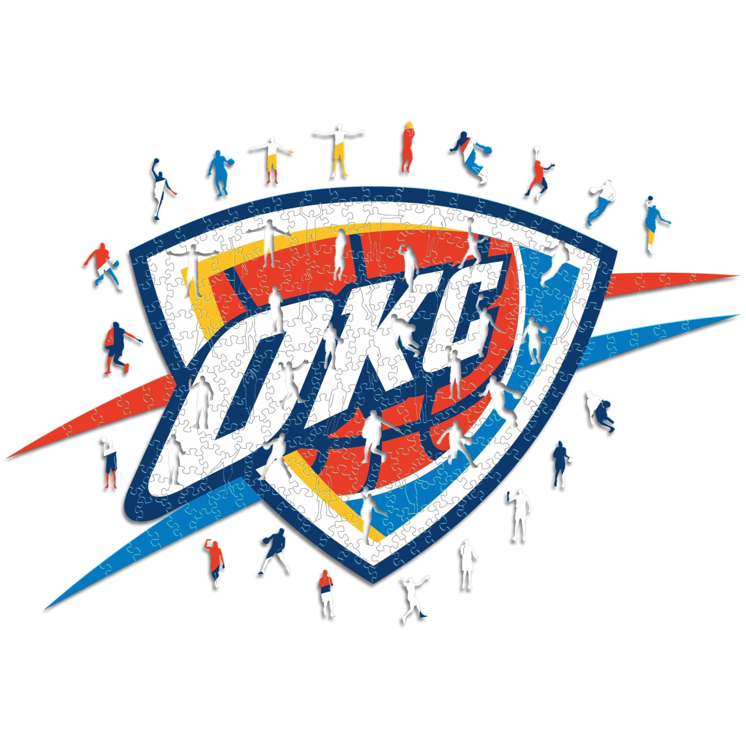 Iconic Puzzles - Oklahoma City Thunder, Logo, Wooden Puzzle officially licensed NBA, 100% sustainable, size L, 500 Pcs