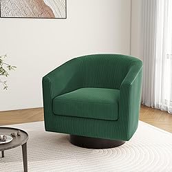 Swivel Barrel Accent Chair, Modern Round Corduroy