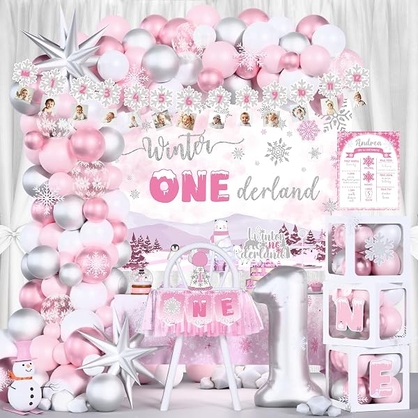 WINTER ONEDERLAND 1ST BIRTHDAY DECORATIONS GIRL,WINTER SNOWFLAKE 1ST...