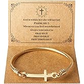DS Religious Gift for Her Christian Cross Bracelet Bible Verse God is Within Her She Will Not Fall Inspirational Bracelets For Women Stainless Steel Jewelry Gift To Daughter Best Friend