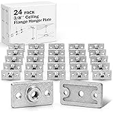 Gisafai 24 Pcs Ceiling Flange Hangers for 3/8 in Ceiling Hanger Plate | Galvanized Iron Material, Wall Mount Hardware, Split Ring Pipe Support, Industrial Plumbing Decor, DIY Installation