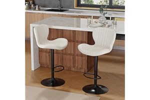 Shintenchi Bar Stools Set of 2 Modern Swivel Bar Chairs, Counter Height Faux Leather Metal Barstools, Upholstered Island Chai