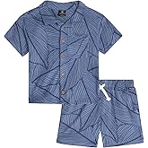 Volcom Toddler Boys' Terry Short Set - 2 Piece Short Sleeve French Terry Button Down Shirt and Matching Shorts (Sizes: 2T-7)