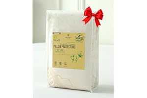 MATTSHIELD ORIGINAL 2-Pack Deluxe Organic Cotton Pillow Protectors Queen Size - Certified Organic, Waterproof, Zippered Encasement, Ultra-Soft Knit Fabric, Thick 280 GSM Cotton