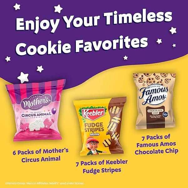 ASSORTED COOKIE CLASSICS VARIETY PACK – MOTHER’S CIRCUS, KEEBLER FUDGE STRIPES & FAMOUS AMOS, 20 POUCH BOX, 20 OZ