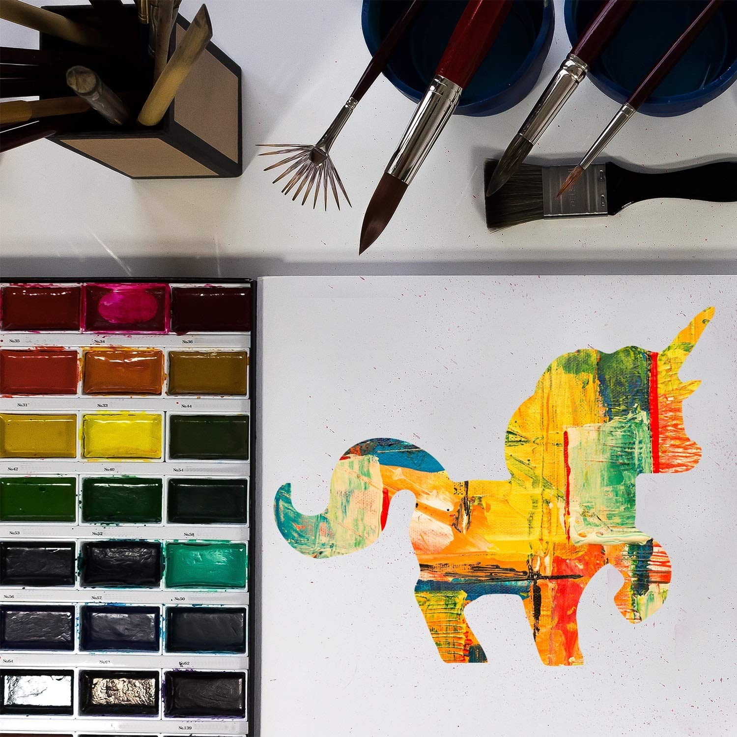 9 Pieces Unicorn Stencils Plastic Kids Drawing Stencil Reusable Unicorn Template for DIY Craft Painting Drawing