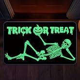 Halloween Skull Doormat, 17x29 Non Slip Glow in The Dark Entrance Mat | Luminous Skull Entrance Rugs Floor Front Mats, Non-Slip Rubber Backing Entrance Rug for Halloween Kitchen Indoor Outdoor