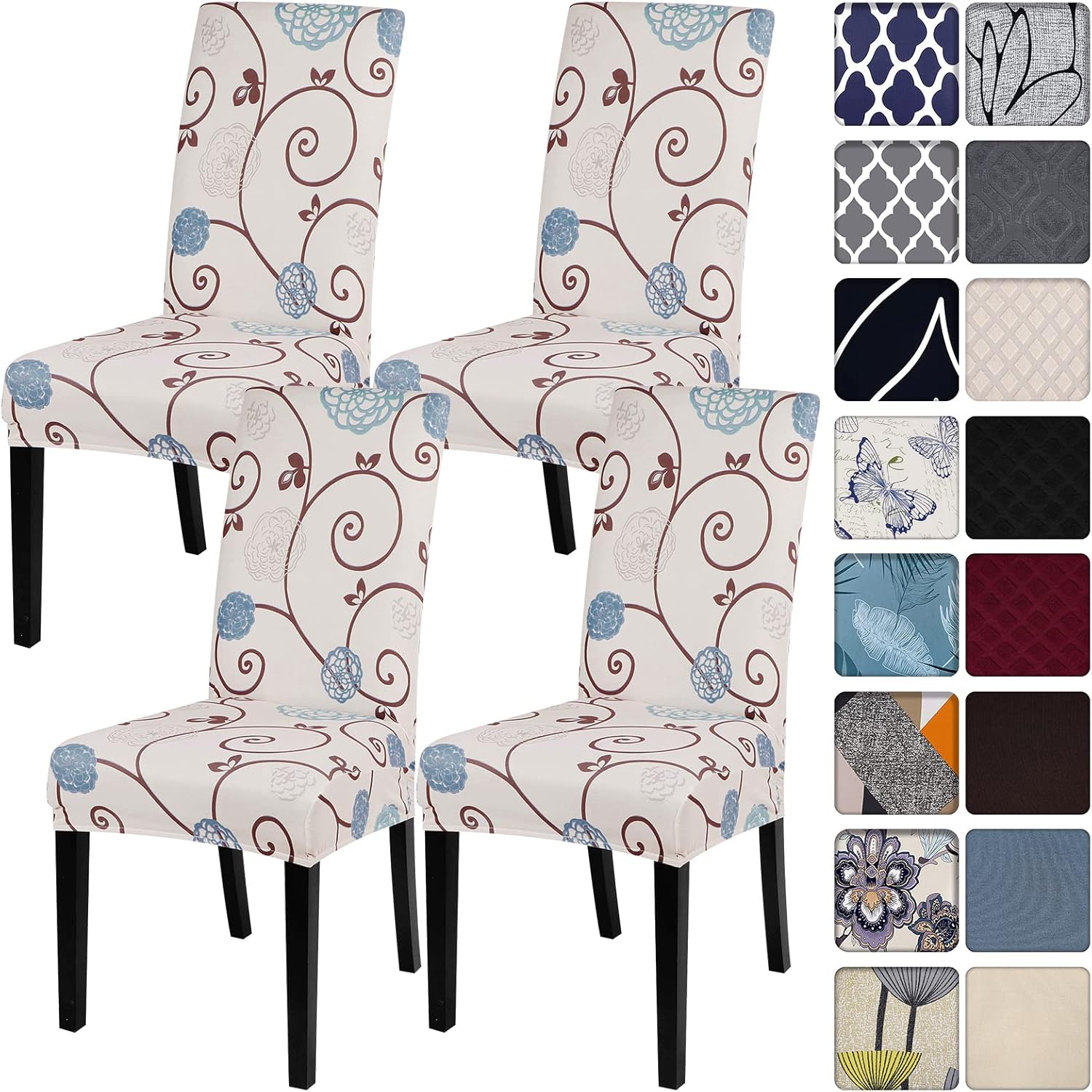Slipcovers - SearchI Dining Room Chair Covers Set of 4, Stretch Printed Parsons Chair Slipcovers Super Fit Spandex Removable Washable Kitchen Chair Protector Cover for Dining Room, Hotel, Ceremony (Ball Flower)