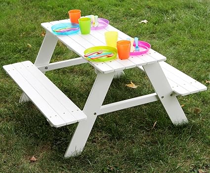 kids white picnic table