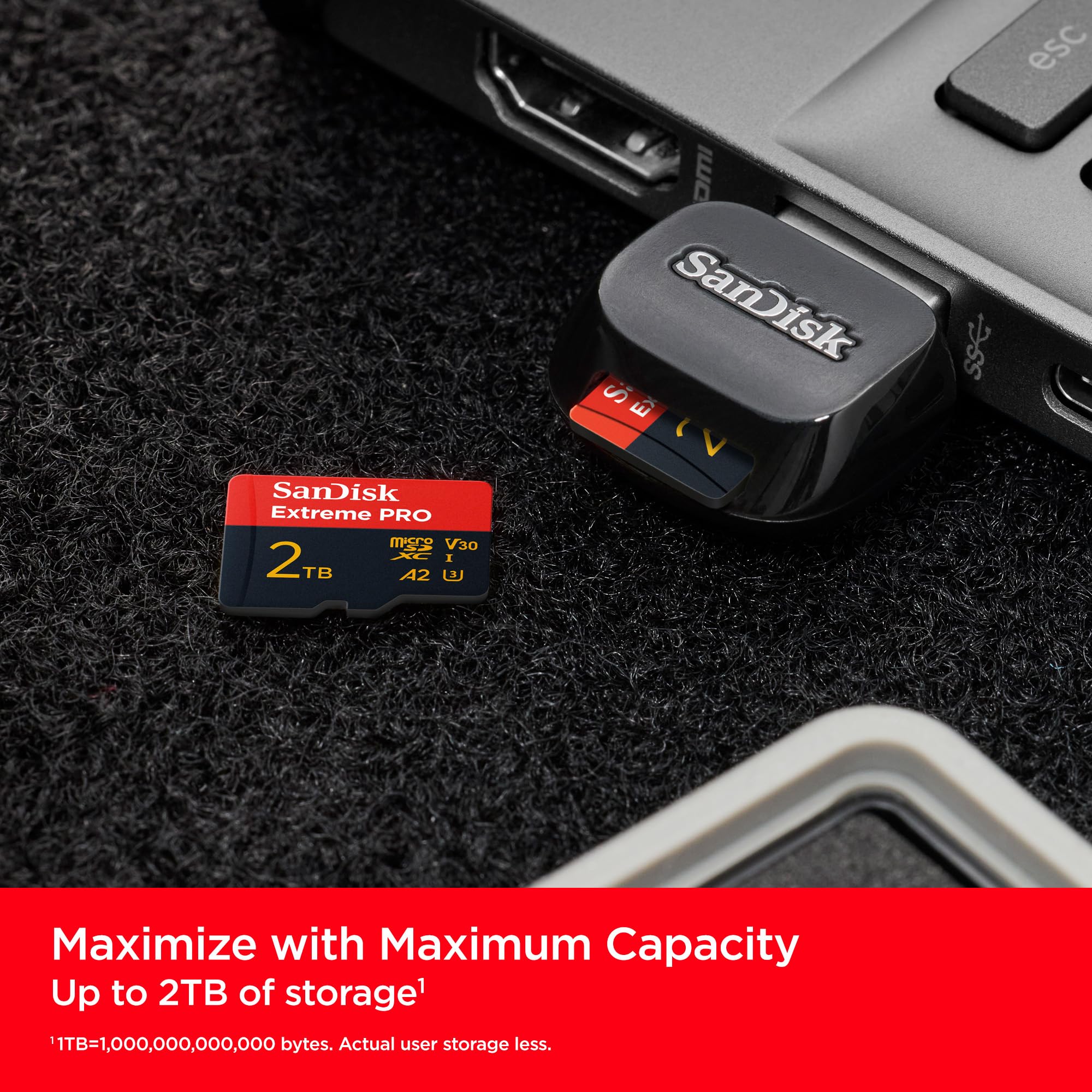 SanDisk 2TB Extreme PRO microSDXC™ UHS-I Card, Up to 250MB/s Read Speed; Up to 150MB/s Write Speed, SDSQXCD-2T00-GN6MA