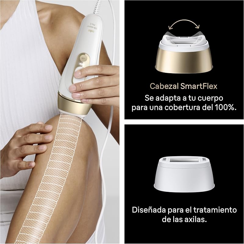 Depiladora Luz Pulsada Silk·expert Pro 5, PL5230, Blanco/Oro