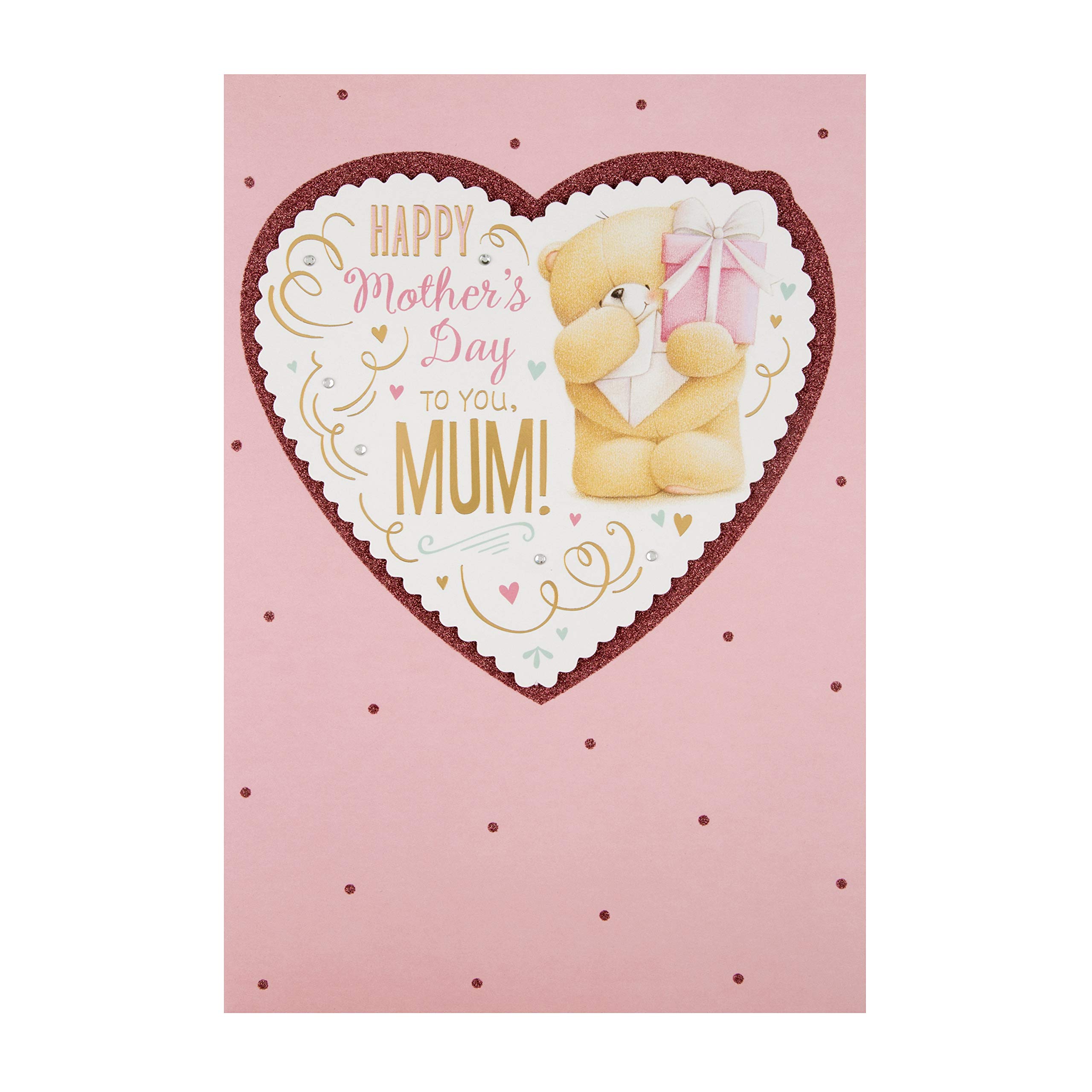 Hallmark Mother's Day Card for Mum, Forever Friends Bear with Heart Design, Pink
