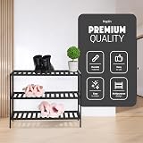 KEPLIN Natural Bamboo Shoe Rack 3 Tier 70x55x25cm Black view 4