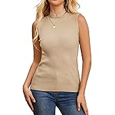 Biffxeu Women's Sleeveless Mock Neck Turtleneck Sweater Tops Ribbed Knit Vest Trendy Casual Slim Fitted Tank Tops