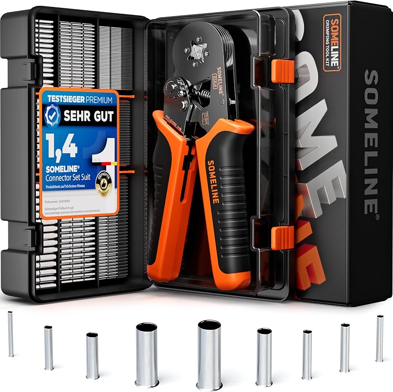 SOMELINE Crimping Tools Set with 9 Ferrule Sizes 0.25-10 mm²