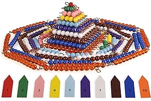 BOHS Montessori Bead Chains & Squares - Skip Counting, Multiplication, and Square Number Learning Toy for Pre-K Math Educatio