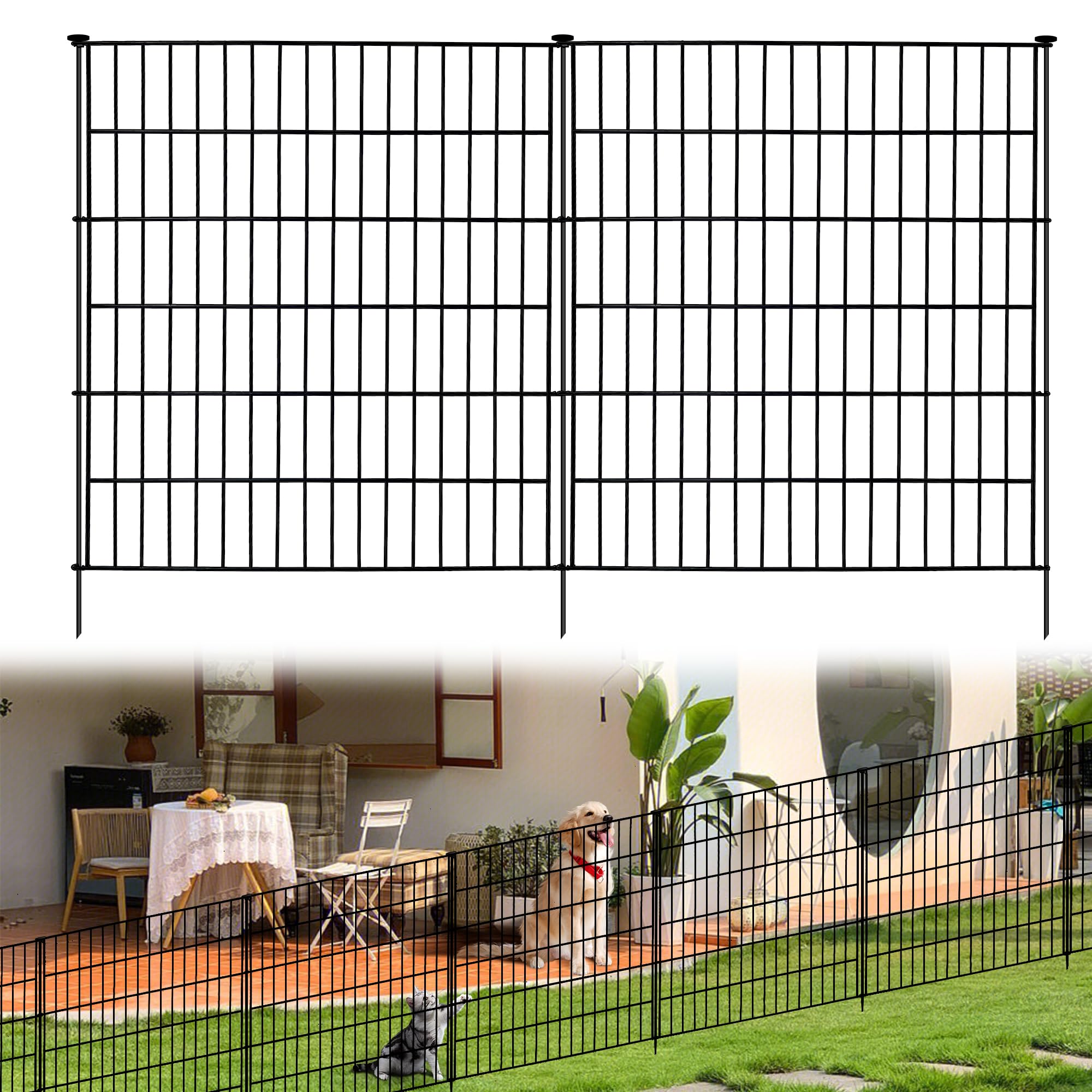 Photo 1 of Sumloty 6 Panels Decorative Garden Fencing for Yard,32 in(H) X 28 ft(L) Patio Fence Animal Barrier Fencing Rustproof Metal Fence Panels for Chicken and Rabbit Farming Or Protection of Plants