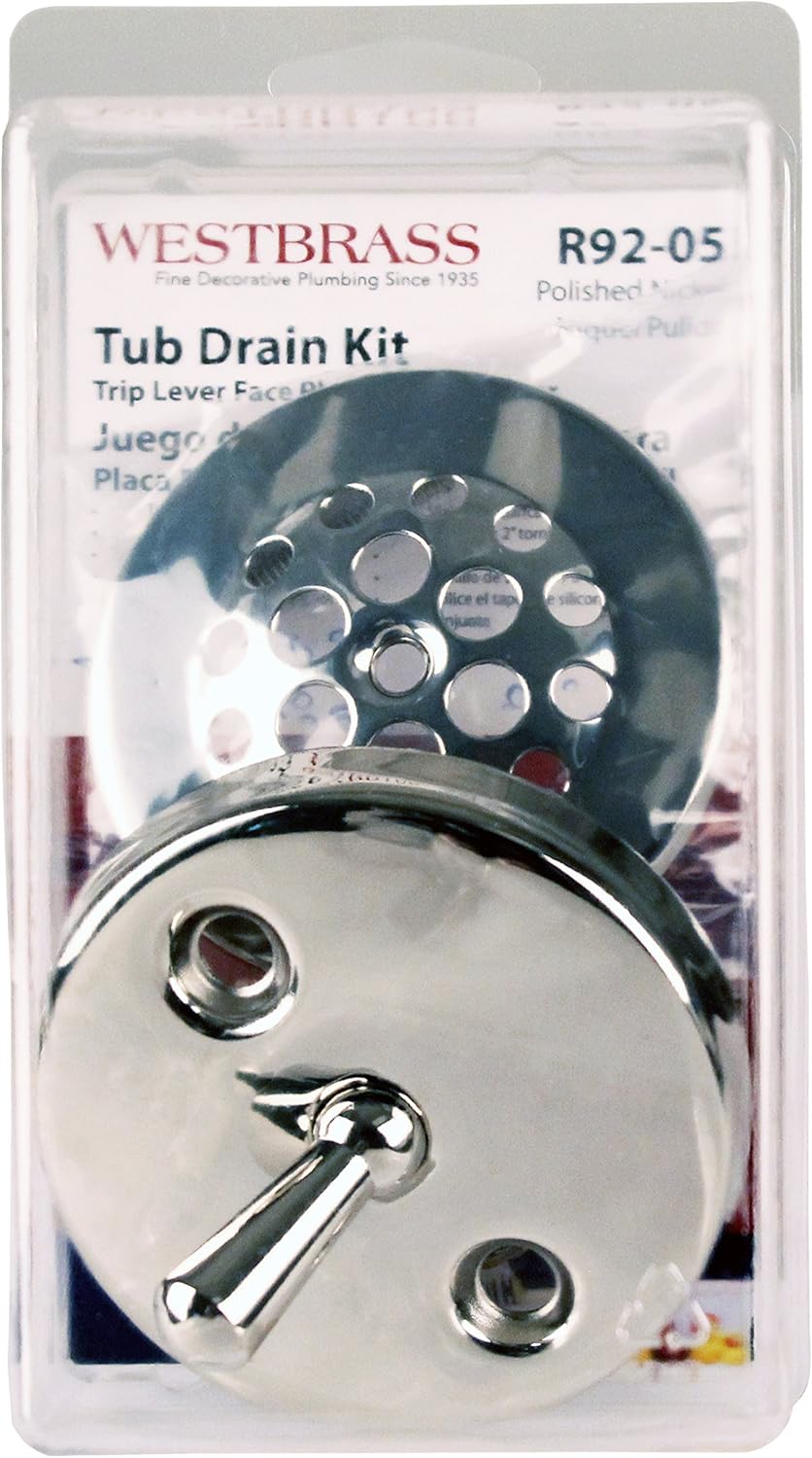 Westbrass R92-62 3-1/8" Trip Lever Tub Trim Set with 2-Hole Overflow Faceplate, Matte Black - - 