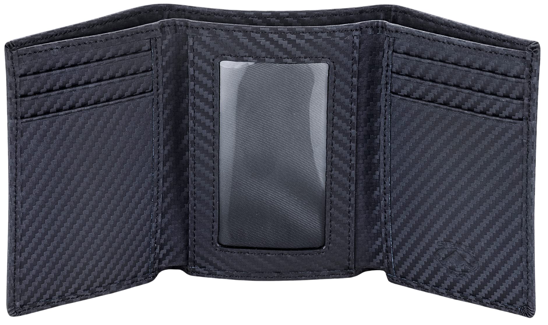 Photo 1 of Stealth Mode Trifold Leather Wallet for Men with RFID Blocking (Carbon Fiber)