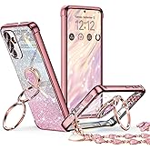 XYZ for Galaxy S25 Plus Case with Stand, for Samsung Galaxy S25 Plus Case with Double Ring, Women Girls Bling Luxury Glitter Clear Phone Case Cover Heart for Samsung S25 Plus, Rose Gold