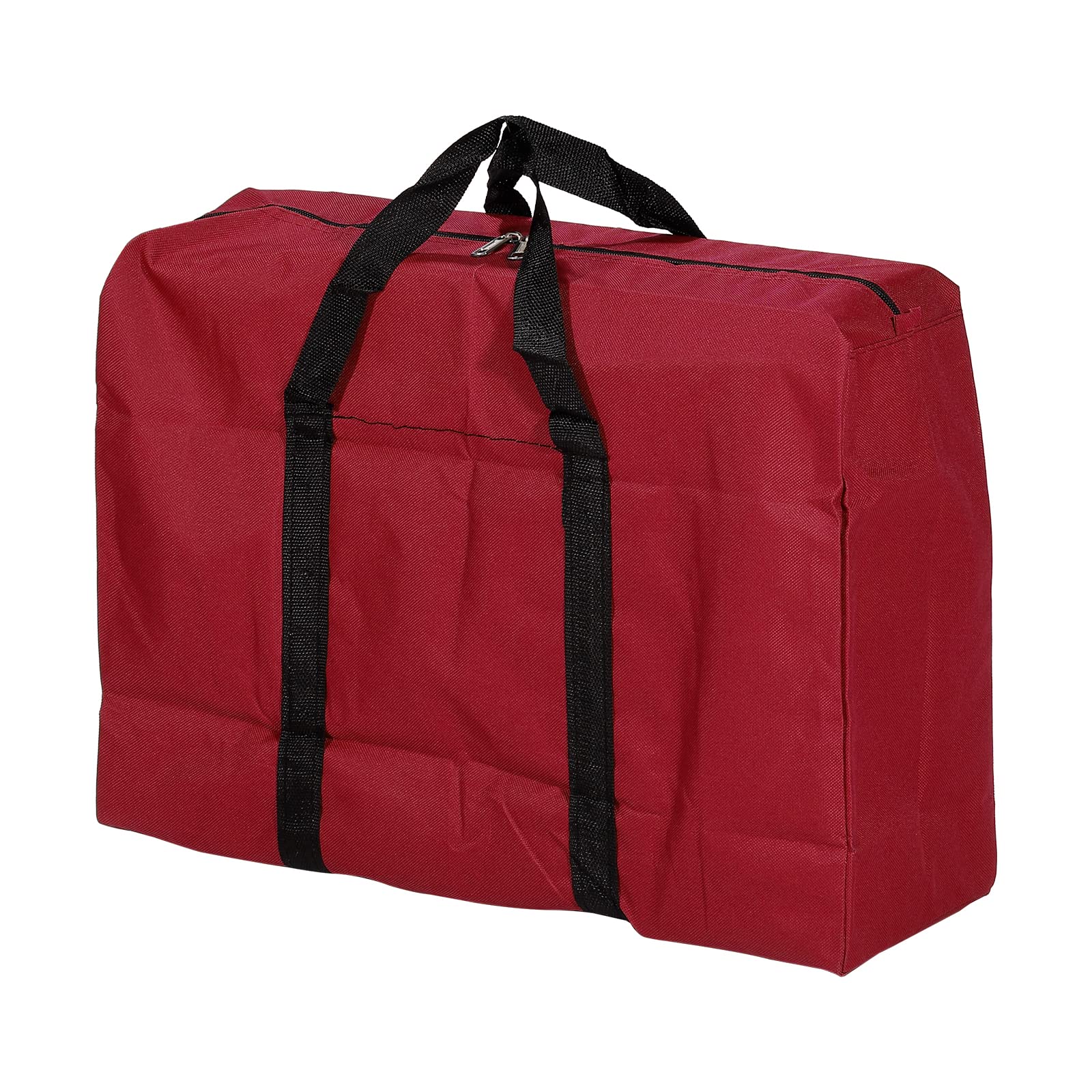 PATIKIL Storage Tote with Zippers, 40L Capacity Foldable Heavy Moving Tote Bags for Bedding Clothes, Red