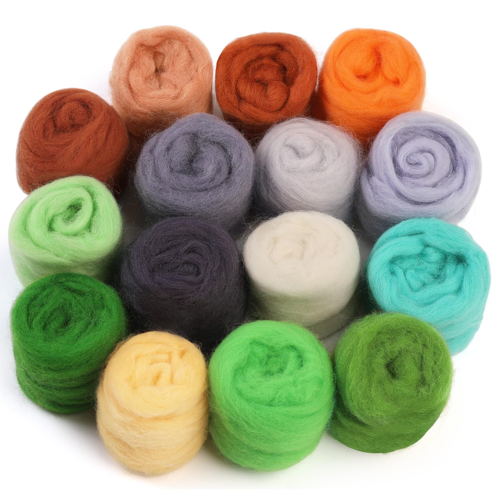 15 Colors Needle Felting Wool Fiber Wool Yarn Roving Spinning Wool Roving for DIY Hand Spinning, Needle Felting Wool Craft, 3g/Color