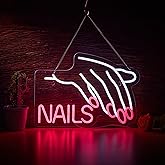 Nails Salon Neon Sign Dimmable Neon Light for Wall Decor Powered by USB Adapter for Beauty Store Room Gift Light and Shop Decorative Signs (17x12inches)