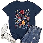 Ascrazy Wildflower Shirt for Women Floral Lover T-Shirt Wild Flowers Tee Tops