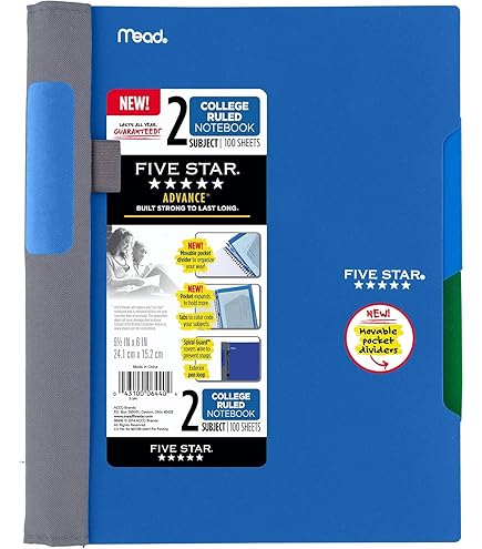 Five Star Flex Refillable Notebook Study App, College Ruled Paper and 1 Inch TechLock Ring Binder with Pockets, Tabs and Dividers, 200 Sheet