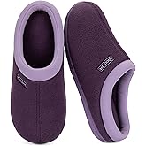 RockDove Women's Polar Fleece Two-Tone Memory Foam Clog House Slippers Non Slip Rubber Sole Indoor Outdoor Machine Washable